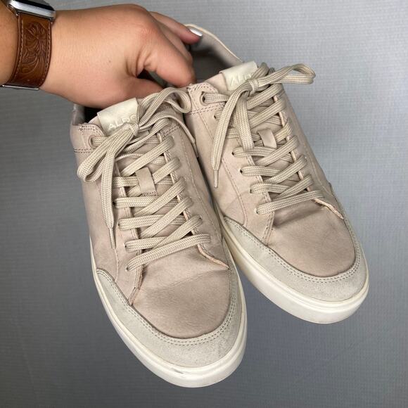 ALDO |‎ Cream Colored Nautral men’s Sneakers 9.5 - Picture 2 of 6